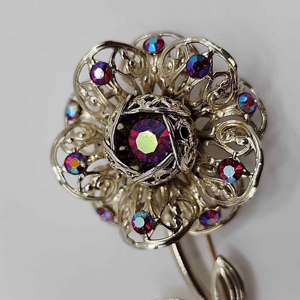 Vintage Sarah Coventry Iridescent Goldtone Brooch